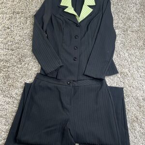 My Michelle Black Pinstripe Suit Removable collar